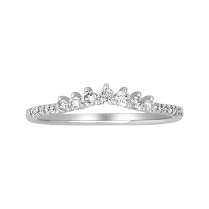 14k white gold curved vintage style diamond ring