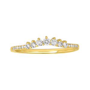 14k yellow gold curved vintage style diamond ring front view