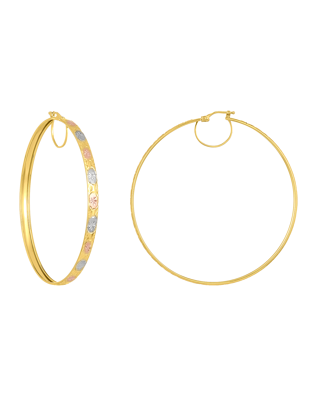 woman showcasing Don Roberto Jeweler's gold earrings